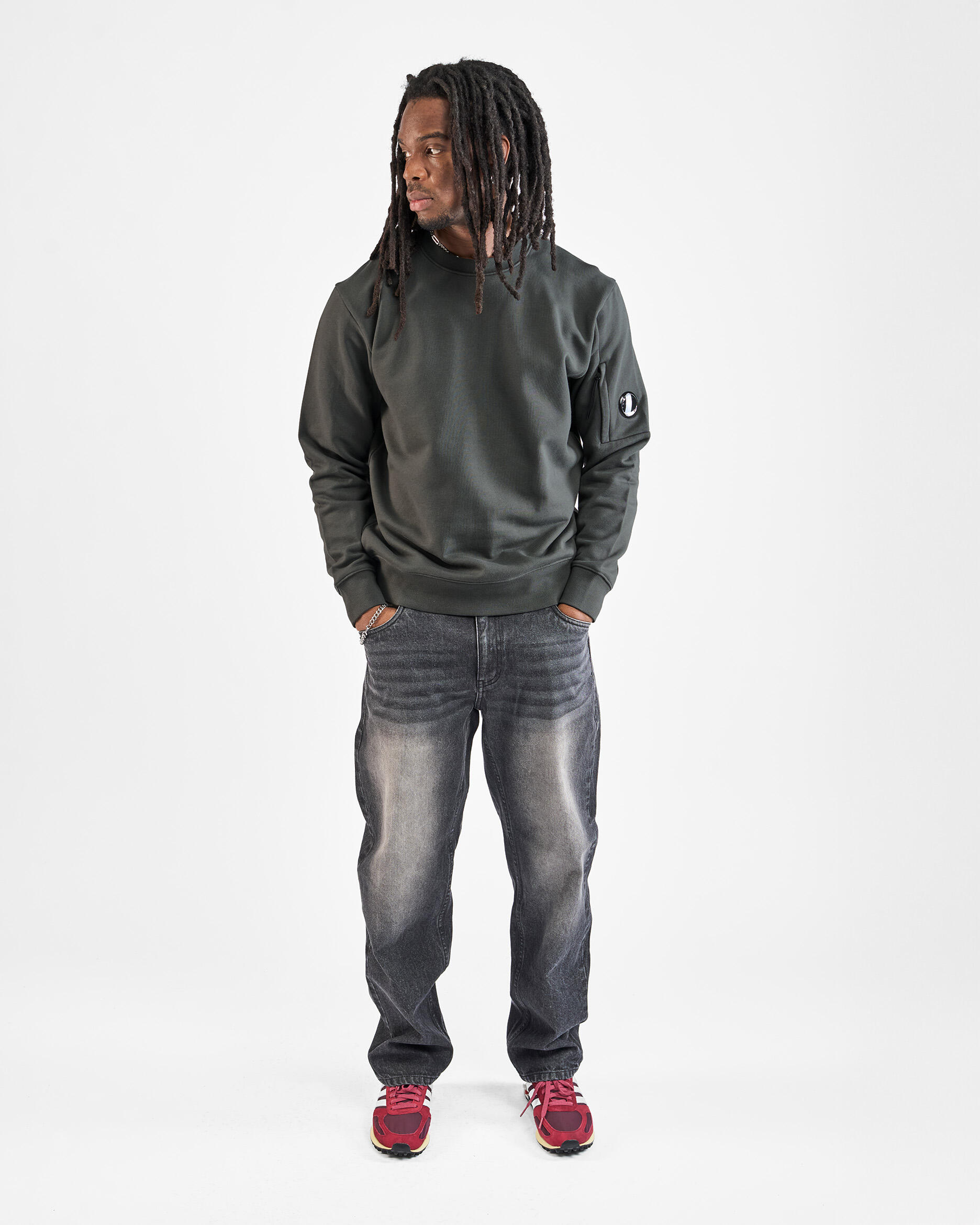 C.P. Company Diagonal Raised Fleece Crewneck Lens Sweatshirt
